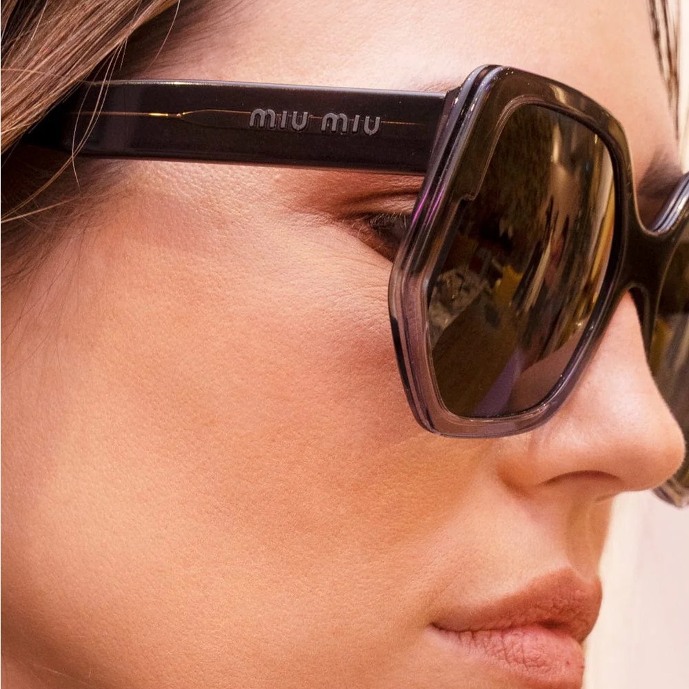 MIU MIU GREY GRADIENT GEOMETRIC SUNGLASSES SMU 07V - Picture 3 of 14